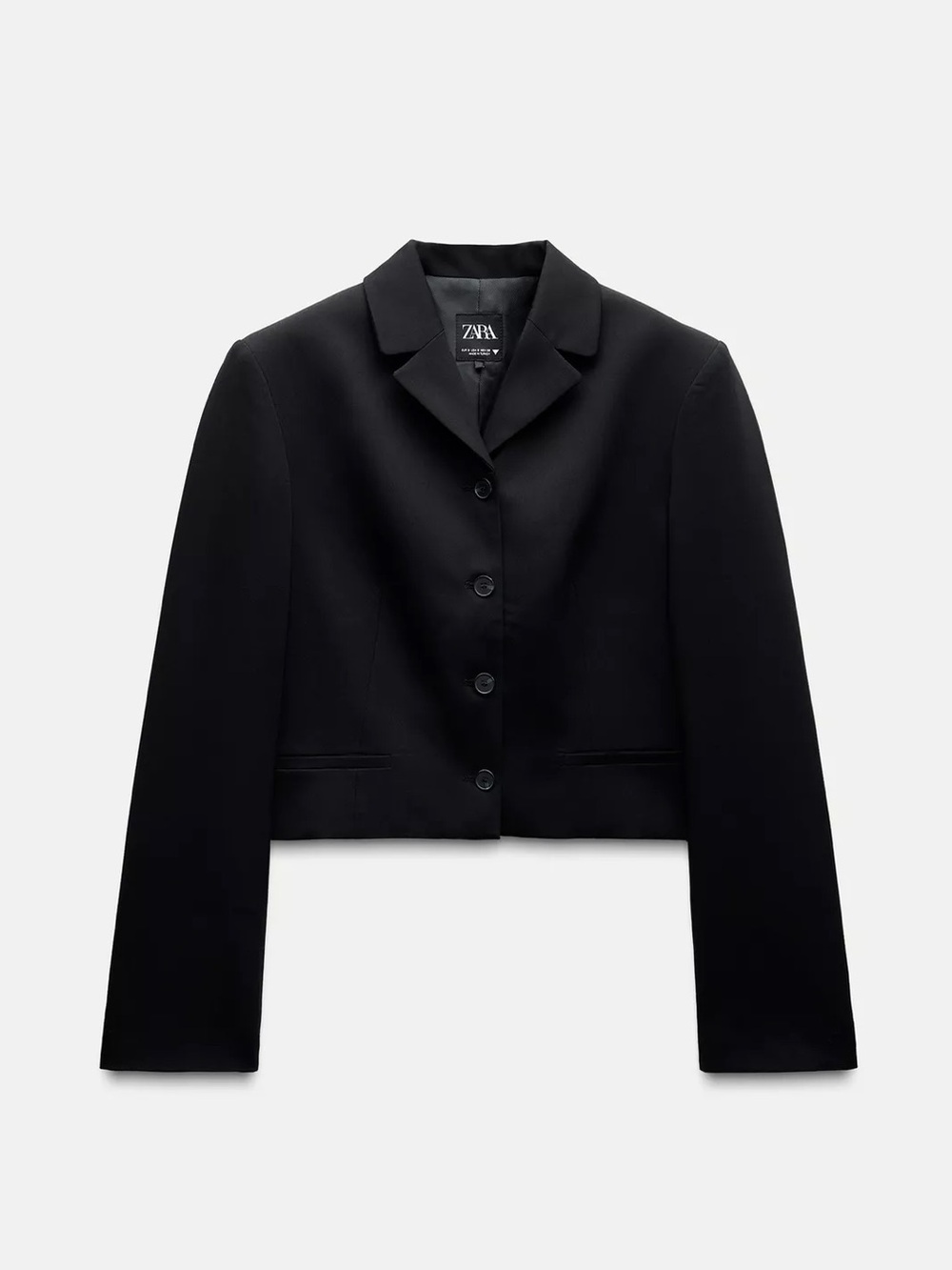Zara Black Cropped Single-Breasted Blazer